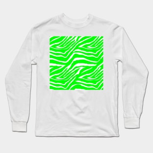 Zebra Animal Print Green and White Pattern Long Sleeve T-Shirt